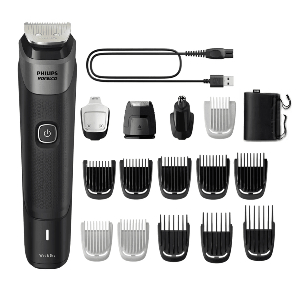 Recortadora Philips Norelco Multigroom 5000 MG5900/49 18 en 1 para Rostro, Cabello y Cuerpo - Techpro Store Perú