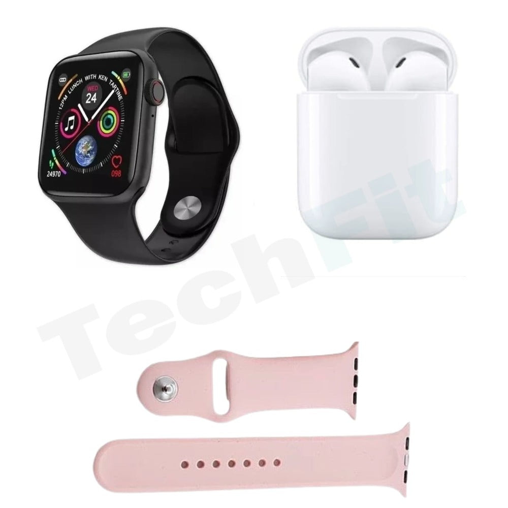 Techfit – Combo: Reloj Inteligente + Audífonos T55 Promax Rosado