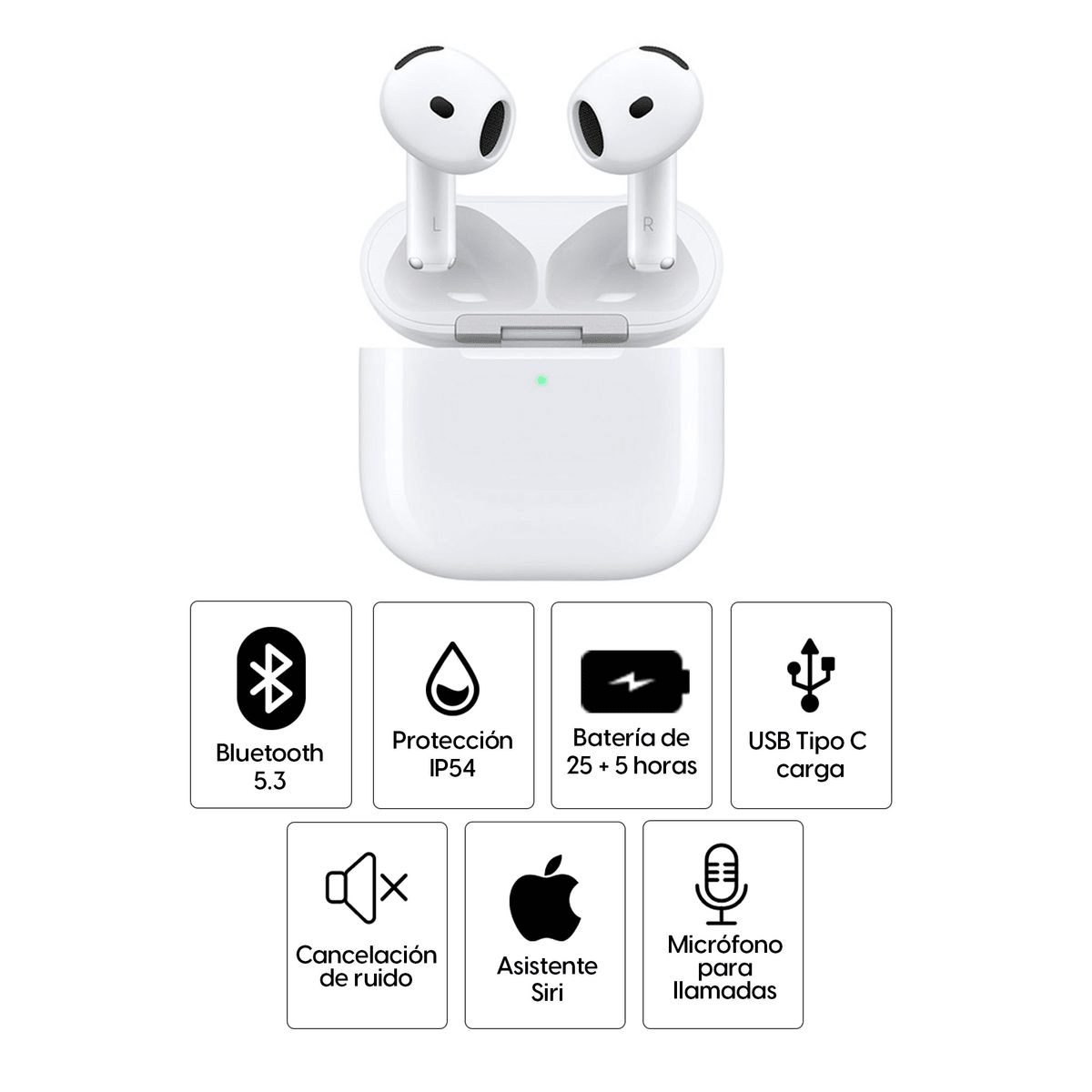 Audífonos Apple AirPods 4 ANC con Cancelación Activa de Ruido, Audio Espacial Personalizado - Techpro Store Perú