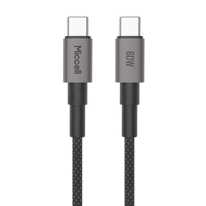 Cable Carga rápida USB - C a USB - C 60W (1m) Miccell VQ - D34 Aluminio y Nylon trenzado - Techpro Store Perú