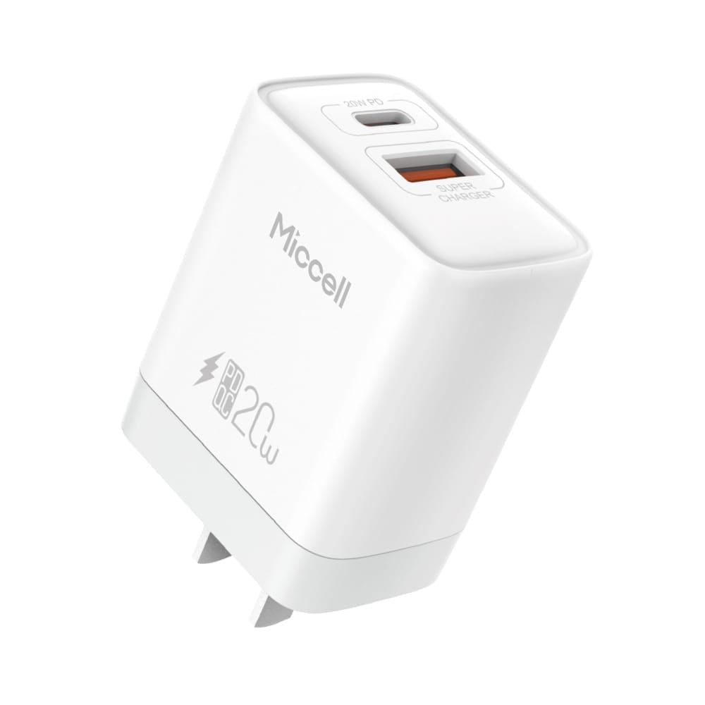 Cargador Rápido 20W Doble entrada USB - A USB - C + Cable USB - C - Miccell VQ - T13 - Techpro Store Perú