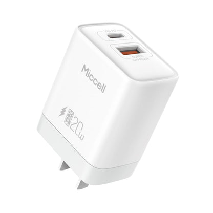 Cargador Rápido 20W Doble entrada USB - A USB - C + Cable USB - C - Miccell VQ - T13 - Techpro Store Perú
