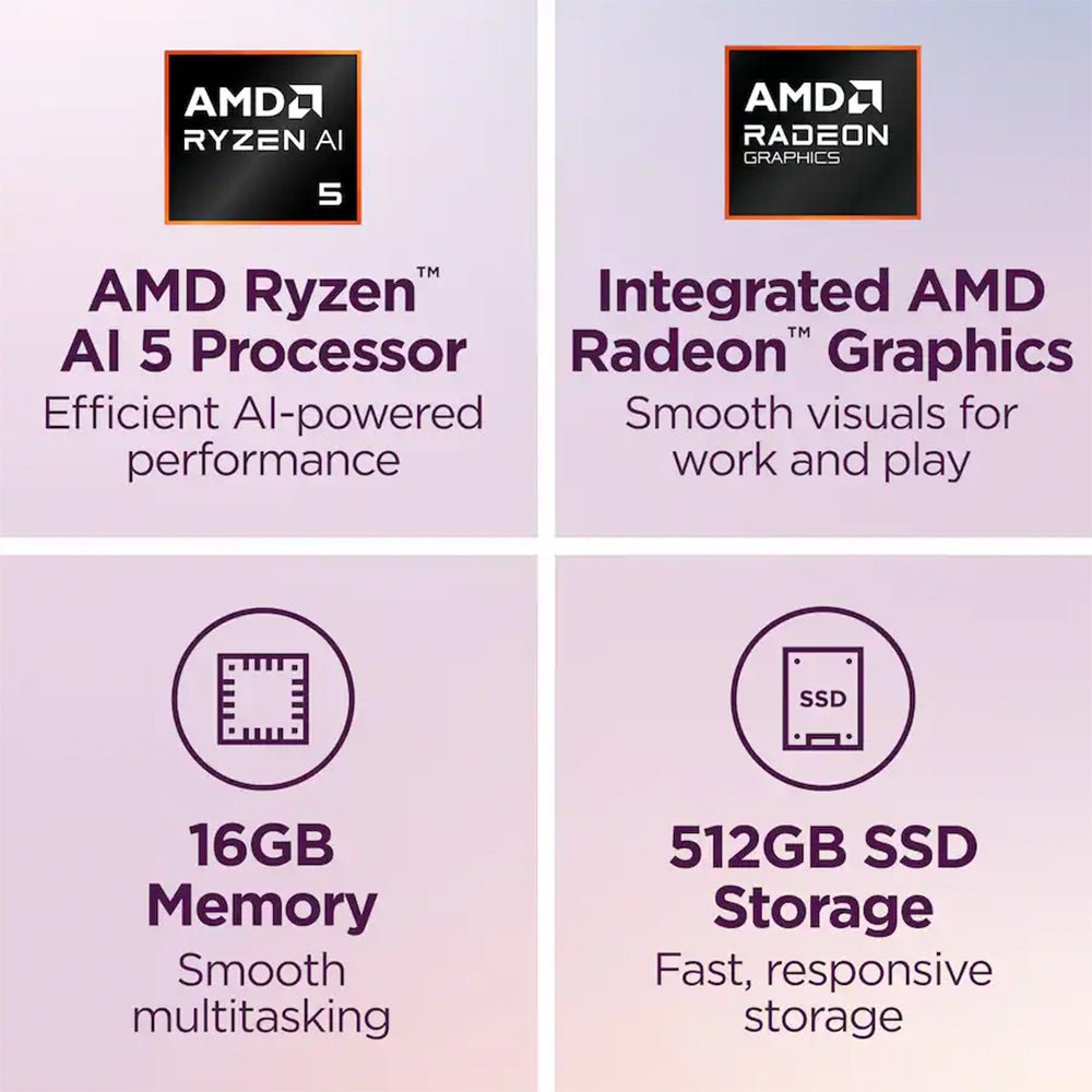 Laptop 2 en 1 Lenovo Yoga 7a 16" 2K Touch - AMD Ryzen AI 5 430, 16GB RAM, 512GB SSD, Seashell (83TF0000US) - Techpro Store Perú