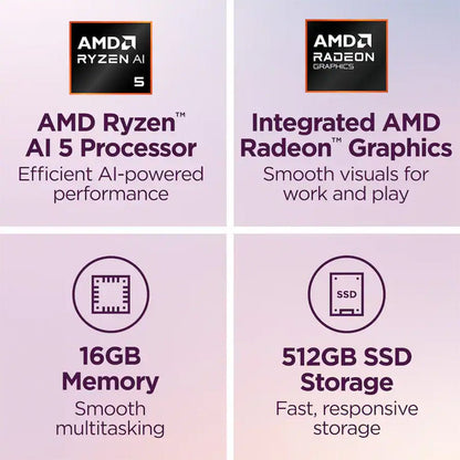 Laptop 2 en 1 Lenovo Yoga 7a 16" 2K Touch - AMD Ryzen AI 5 430, 16GB RAM, 512GB SSD, Seashell (83TF0000US) - Techpro Store Perú