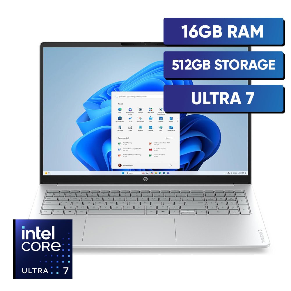 Laptop HP OmniBook 3 16" 2K Touch - Intel Core Ultra 7 (2025), 16GB RAM, 512GB SSD, Mica Silver (16-BU0007DX) - Techpro Store Perú