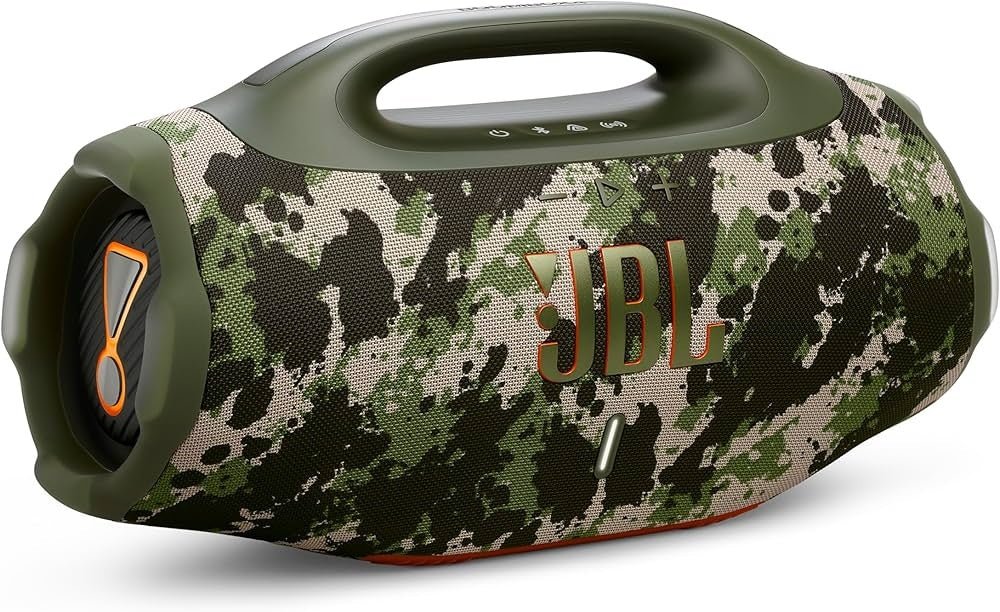 Parlante Bluetooth JBL Boombox 4 Camuflado | hasta 34 Horas de Batería | AI Sound Boost | JBL Pro Sound | Auracast | Resistente al Agua Polvo IP68 - Techpro Store Perú