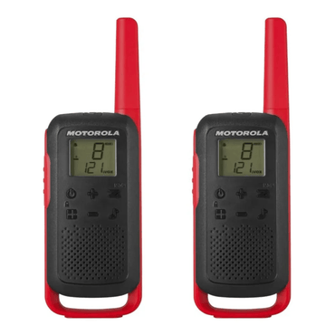 Radio Motorola T210PE Talkabout FRS paquete x2, 14 canales, alcance 32 km, apróx. 18 horas, negro y rojo - Techpro Store Perú