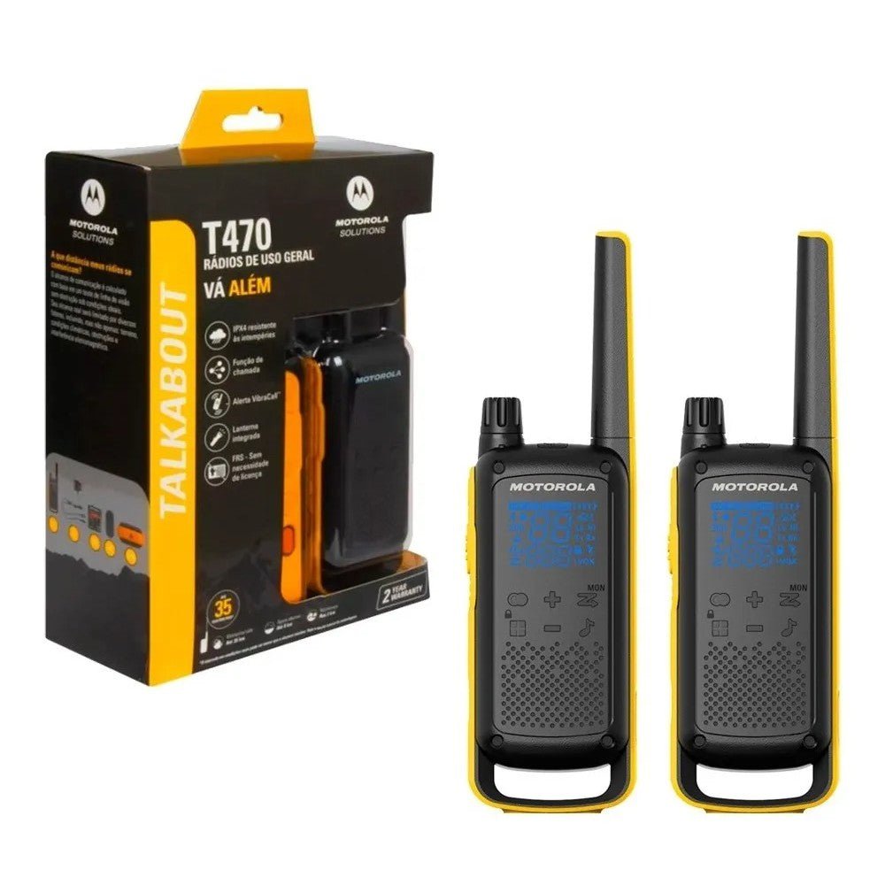 Radio Motorola T470 Talkabout FRS – Walkie Talkie con Linterna, IP54 y Alcance hasta 35 km - Techpro Store Perú